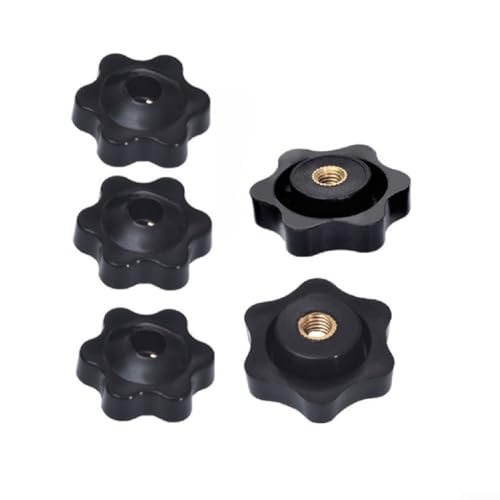 5PCS Star Knob Thumb Nuts, Six-Lobed Plastic and for Brass Hand Tightening Clamping Nuts for Machinery Equipment and Industrial Tools (5x25mm)