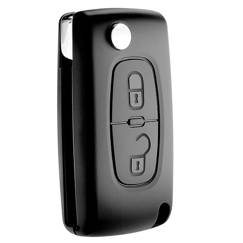 Jongo® CE0536 Coque Clé sans Lame 2 Boutons Boitier Télécommande Peugeot 207 Partner 307 308 3008 Citroen C3 C4 Berlingo Plip Boite Clé + Goupilles