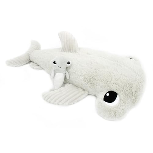 Peluche Maman Bébé Les Déglingos Clou le Requin Marteau Gris Clair 57CM