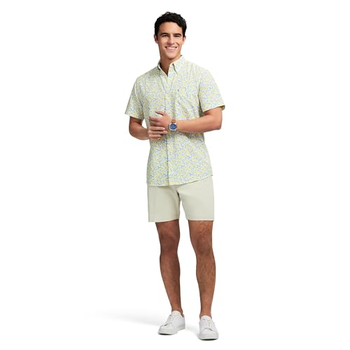 Izod Men's Breeze Short Sleeve Button Down Patterned Shirt, Lemon Meringue, Large by IZOD - Image 3