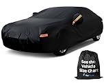 EzyShade 10-Layer Car Cover Waterproof All Weather - See Vehicle Size-Chart - Car Covers for Automobiles & Car Snow Cover - Full Exterior Covers - Rain Sun Wind Snow. Black, Size A4 (See SizeChart)