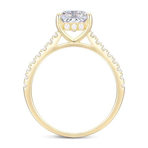 14K White Gold Engagement Ring, 4 CT Radiant Cut Moissanite Engagement Ring, 14K Hidden Halo Moissanite Rings, 14K Gold Ring for Women3