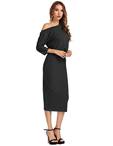 GRACE KARIN Women's Pull-on One Shoulder Bodycon Party Pencil Dress Size L Black