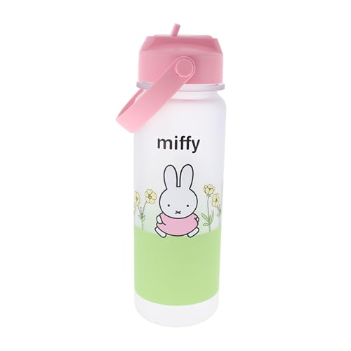 Blueprint Collections Miffy Water Bottle | Cute Bunny Design | Flip Straw & Carry Handle for Easy Drinking | Durable & Lightweight BPA-Free | Official Miffy Drinkware Gifts & Accessories