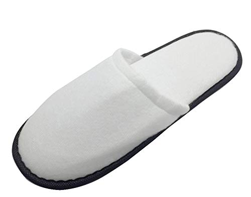 TRAVELWELL Closed Toe Terry Spa Slippers Hotel Unisex Slippers for Women and Men 12 Pairs per Case White