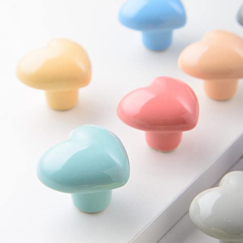 Huamulan 15Pcs Glossy Ceramic Knobs Heart Shape Cabinet Dresser Kids Child Pulls Door Handles Cupboard Wardrobe Drawer,3 Size Mounting Screws, Assorted Color #TOP3