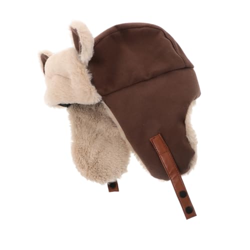 Adorable Bear Plush Earflap Hat for Winter Thick Thermal Beanie Ear Protection for Outdoor Activities and Hunting Unisex Design Coffee
