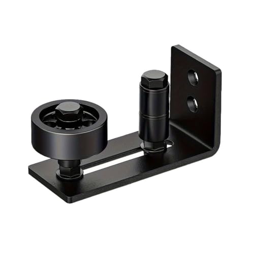 Roulette de porte noire coulissante et guide de sol pour porte de grange