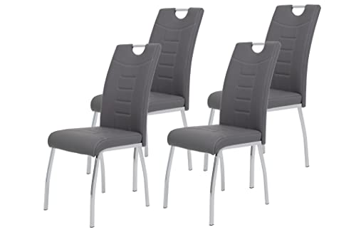 Hela Tische, Andrea Lot De 4 Chaises De Salle À Manger, Revêtement En Simili Cuir Gris, Armature...