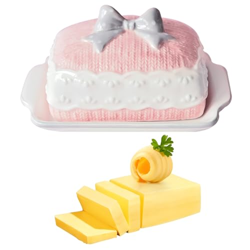 XineYuor Mantequillera,Mantequillera de Porcelana con Tapa y Asa,Recipiente para Mantequilla,Fácil limpieza, Apto para el lavavajillas,para Todo Tipo de Mantequilla