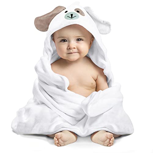 Image of FOREVERPURE Baby Towels with Hood - Soft, Absorbent Viscose Made of Bamboo, Extra Large 35 x 35 Inches, for Newborns, Infants, Boys and Girls, White