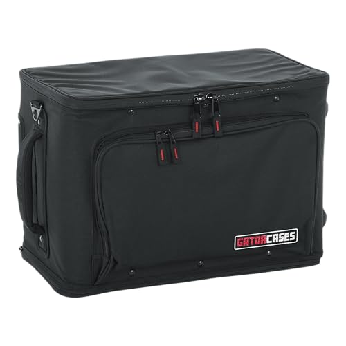 Gator Cases Lightweight Rack Bag with Removable Shoulder Strap, Pull handle, and Wheels, 4U Rack - 12.5