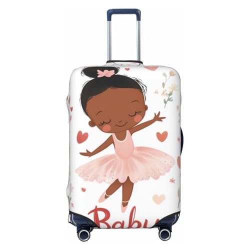 Travel Luggage Covers,Baby Black Girl Ballerina In Pink Thicker Elastic Suitcase Cover Dustproof Baggage Cover Scratch-Resistant Suitcase Cover Protector Fit 22-24 Inch Luggage Medium