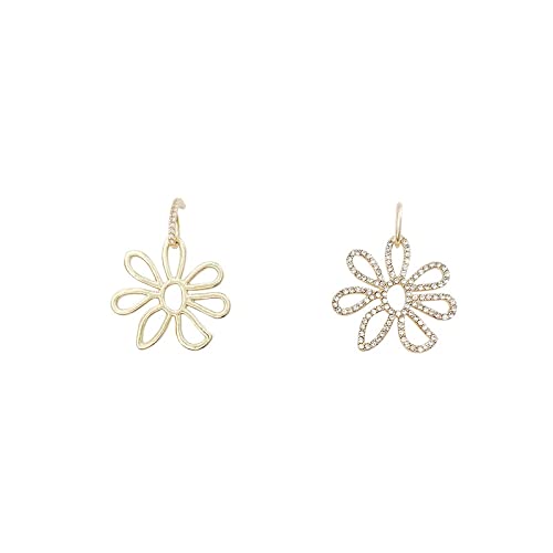 CCXXYGWJ Pendientes de Gota de Flor asimétrica a la para Mujer, Colgante de Diamantes de imitación de Color, joyería de Fiesta para niñas, Pendientes de Gama Alta