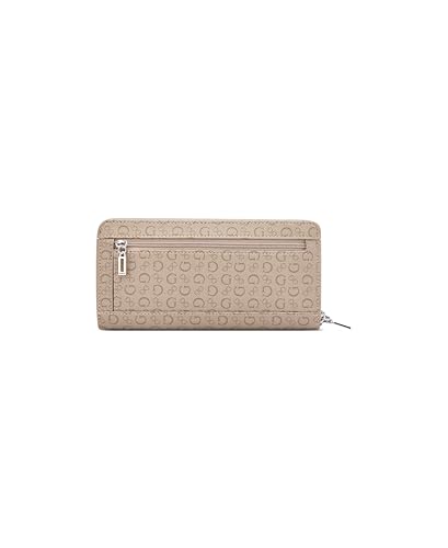 Image of Guess Taupe Printed Zipper Abbas Large Zip Around Wallet