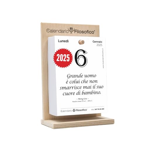 Il Calendario Filosofico 2025 con Supporto in Legno, Formato A6...
