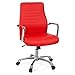 Produktbild hjh OFFICE 720008 Chefsessel TEWA Kunstleder Rot/Chrom moderner Bürostuhl, niedrige Rückenlehne ergonomisch