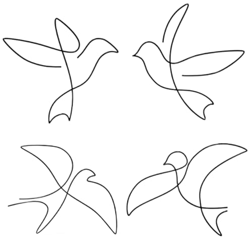 Décoration murale d'oiseau en métal minimaliste | Set d'art mural extérieur et intérieur de salon
