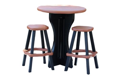 Patio Table 4-Piece Outdoor Bar Table Set Black Redwood Patio