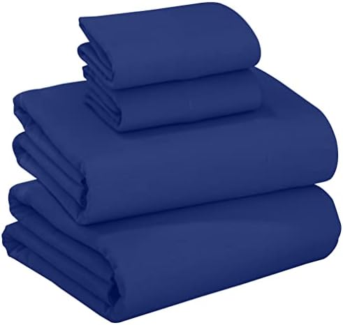 RUVANTI 100% Cotton 4 Pcs Flannel Sheets King, Deep Pocket, Warm, Super Soft, Breathable, Moisture Wicking Sheets for King Size Bed Include Flat, Fitted Sheet, 2 Pillowcase - Solid Royal Blue