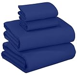 RUVANTI 100% Cotton 4 Pcs Flannel Sheets King, Deep Pocket, Warm, Super Soft, Breathable, Moisture W