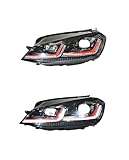 Car Head Light ，Compatible with VW Golf 7 MK7.5 GTI LED 2013-2020 Headlight DRL Signal Projector Lens Auto Accembly(Led Left and Right)