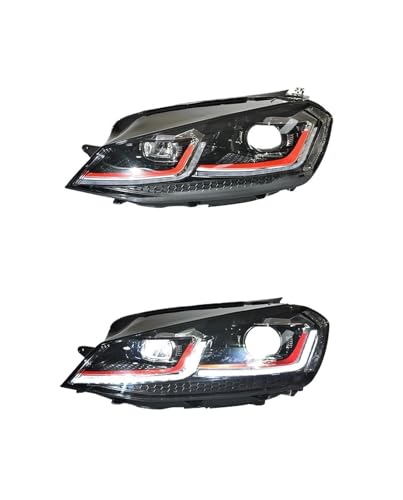 Car Head Light ，Compatible with VW Golf 7 MK7.5 GTI LED 2013-2020 Headlight DRL Signal Projector Lens Auto Accembly(Led Left and Right)