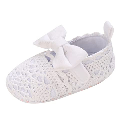 Spring and Autumn Children Baby Infant Shoes Girls Floor Non Slip Lightweight Solid Color Bow Gender Neutral Baby Shoes (White, 4 Infant)
