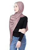 PeacePray Luxury Silky Satin Hijab for Women, Shimmer Crinkle Muslim Head Scarf, Graceful Feminine Charm, Pink Brown