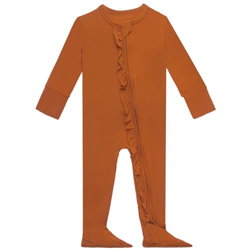 Image of GUISBY Baby Footies Ruffle Pajamas, Soft Long Sleeve with 2 Way Zipper Sleepers
