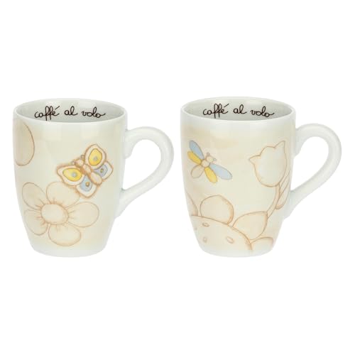 THUN, Set 2 Mug in Porcellana, Linea Elegance, Tazze e Piattini, Idea Regalo per la Cucina, Ø 8.5, 300 ml di Capienza