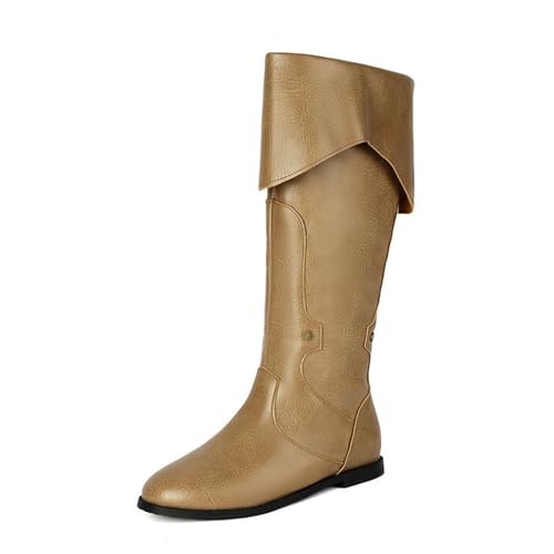 Bottes hautes en cuir marron vieilli style western pour enfiler facilement