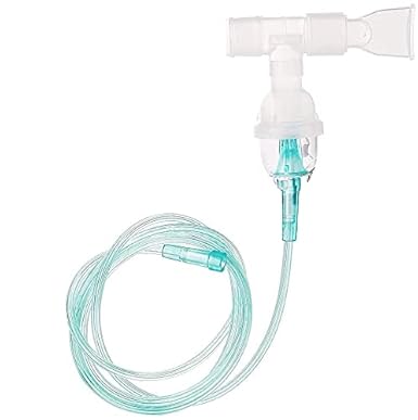 EliteMed  - Premium Latex Free T Mouthpiece Nebulizer Kit with Medicine Chamber and Tubing, (Universal Size, Green, Transparent)