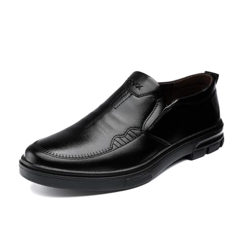Dress Shoes for Men Men's Genuine Leather and Microfiber Casual Loafers Soft Anti-Slip Rubber Shoes for Comfort and Style