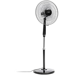 Ventilador Mondial Carrefour InnovaGoods® Ventilador con mando a distancia, ventilador portátil 45W potencia, ventilador pedestal, ventilador oscilante con 5 aspas, ventilador 3 velocidades con temporizador. Color Negro