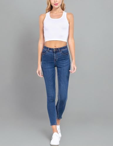 Women Sleeveless Racerback Crop Camisole Tank Tops Cotton Basic Shirts 7