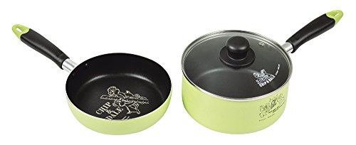 パール金属 鍋・フライパン・ガラス蓋3点セット 18cm IH対応 ふっ素加工 (チップ&デール/バッジ) ディズニー WD-9068