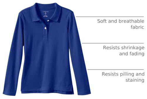 Image of Lands' End School Uniform Girls Long Sleeve Feminine Fit Interlock Polo Shirt