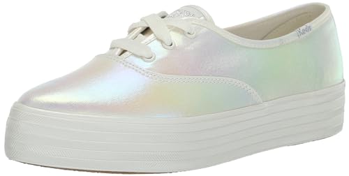 Keds Tenis Point con Cordones para Mujer, Lienzo Blanco, 39.5 EU