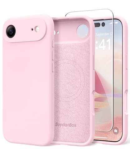 Image of Magnetic for iPhone Air Case, Compatible with MagSafe, [Full Camera Protection][Screen Protector] Silicone Shockproof Protective Phone Case for iPhone 17 Air 6.5 inch, Chalk Pink