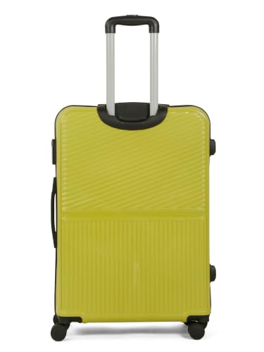 Image of Teakwood Large Size 8 Wheels Trolley Bag, Hard Cabin with Zipper Closure, Adjustable Push Button & Cross Side Strap, Number Lock System 360 Degree (Large, Lime Green)