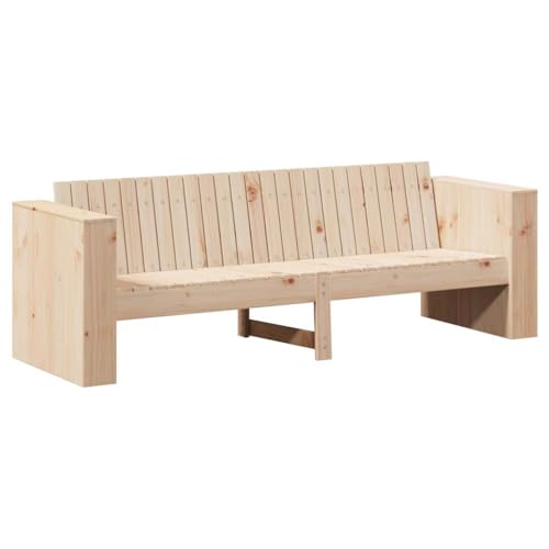 vidaXL Sofá de jardín de 3 plazas en Madera de Pino Maciza, Mueble para Exteriores con diseño Minimalista, Duradero, Resistente a los Rayos UV, Asientos cómodos para la terraza, Patio, Porche y Jard