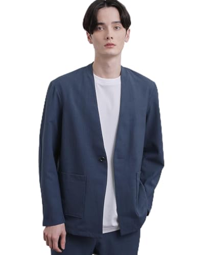 [ティーケー タケオキクチ] ノーカラージャケット 【セットアップ対応可】 カルゼノーカラージャケット C0145168 メンズ ネイビー(094) 02(M)