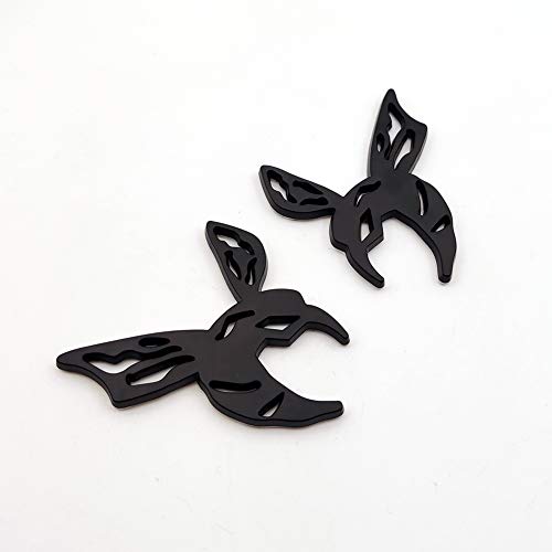 Pair Metal Bee Logo Car Emblem Premium 3D Side Fender Badge Wasp Sticker Hornets Decal (Black) #TOP4