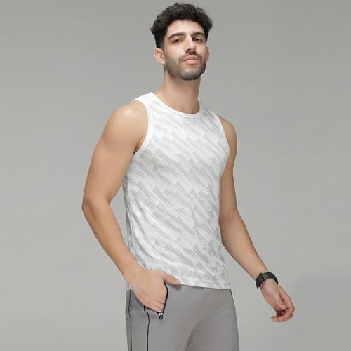 Image of sporto Men's InstaCool Self Design Muscle Vest Anti Odour and Moisture Wicking