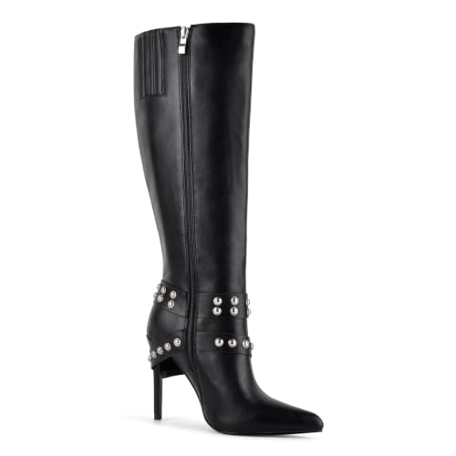 Image of LISHAN Women's Pointed Toe Under the Knee High Boots Stiletto High Heels