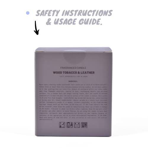 Wood Tobacco & Leather, Premium Scented Candles, Non Toxic, 46H Burn, 8.1Oz Soy Wax, Aromatherapy, Strong And Long Lasting Jar Candle For Home, Gifts For Women And Men, Spring Candle, Velas Aromaticas #TOP7