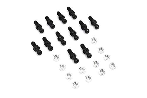 Red Hound Auto 12 Ball Stud Mounting 10 Mm M8-1.25 1/2 Inch Thread Shaft Works With Gas Prop Strut Spring Lift For Many Automotive Applications Black Coated Steel Flat 1.33 Inch Length Includes Nut #TOP2