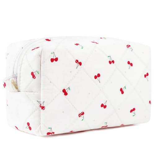 SOIDRAM Quilted Makeup Bag Floral Cosmetic Bag Puffy Coquette Makeup pouch