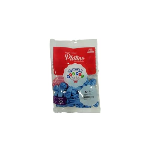 Balão, Riberball, Bexiga, Redondo, Nº 5, Platino Azul, Pacote com 25, Modelo: 1009005050025